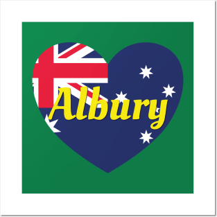 Albury NSW Australia Australian Flag Heart Posters and Art